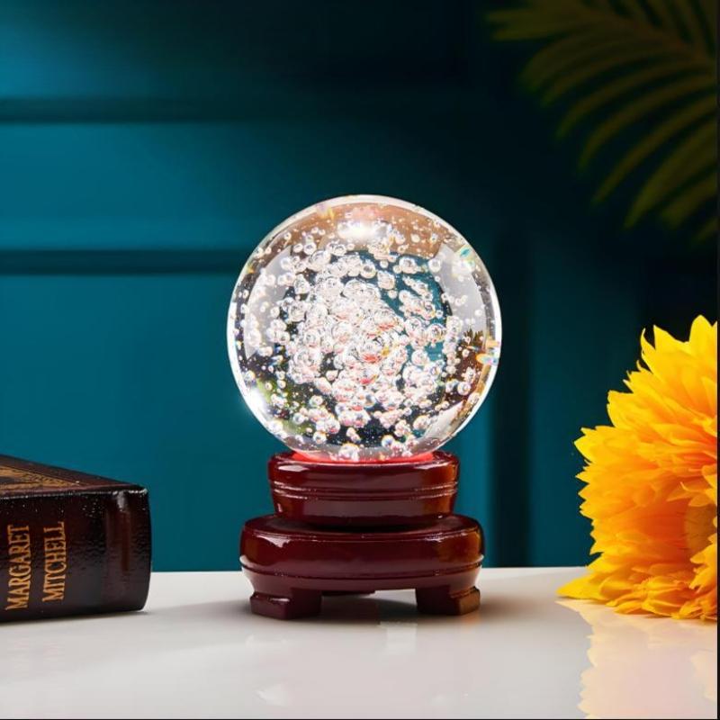 Kristallglas-Blasenkugel-Dekoration, handgefertigte Glasblasenkugel-Ornament für Brunnen, Aquarium, Zen-Garten, Bonsai & Heimdekoration
