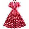 Vintage Polka Dot Dress With Cotton Fabric For Elegant Spring Casual Occasions