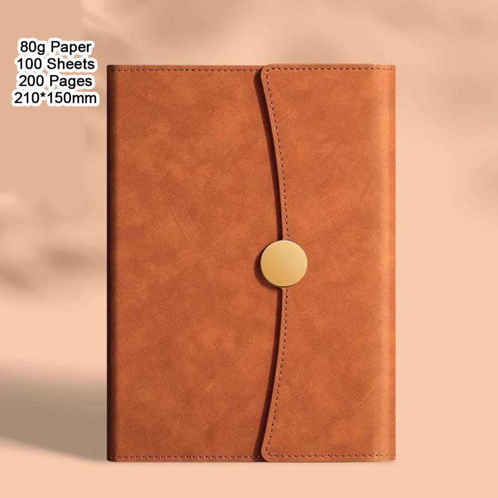 A5 Leather Buckle Notebook, Lined Pages, Business Meeting Record Book, Notepad, Student Diary, Travel Log, 100 Sheets, 200 Pages