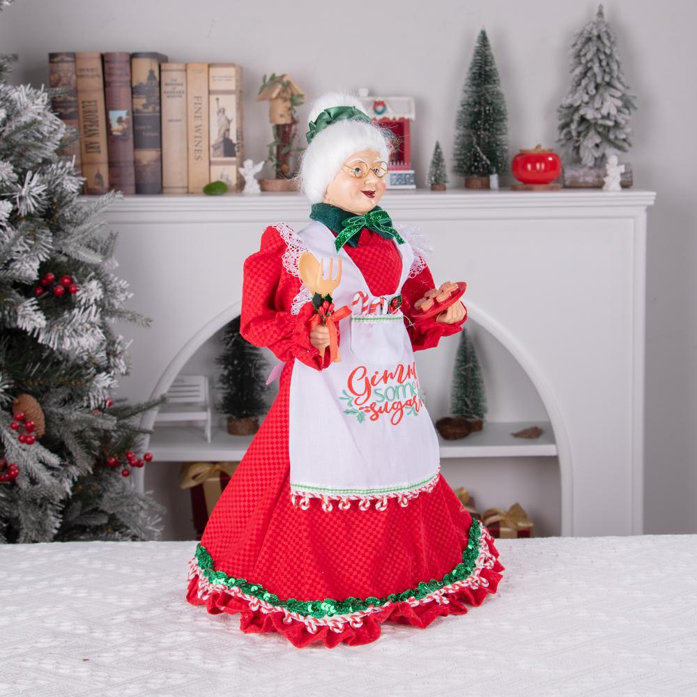 45cm stehende Frau Holle Figur mit Back-Outfit, Schürze Oma Weihnachts-Tischdekoration