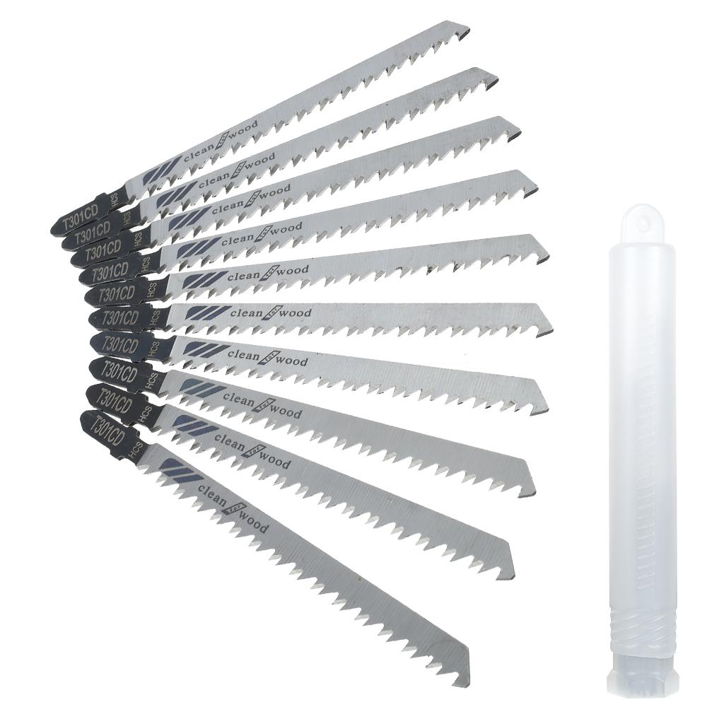 

10Pcs T301CD Jig Saw Blades HCS T Shank Fast Down Cut Worktop Wood Cutting DIY Power Tool Multitool Jigsaw Blade Set