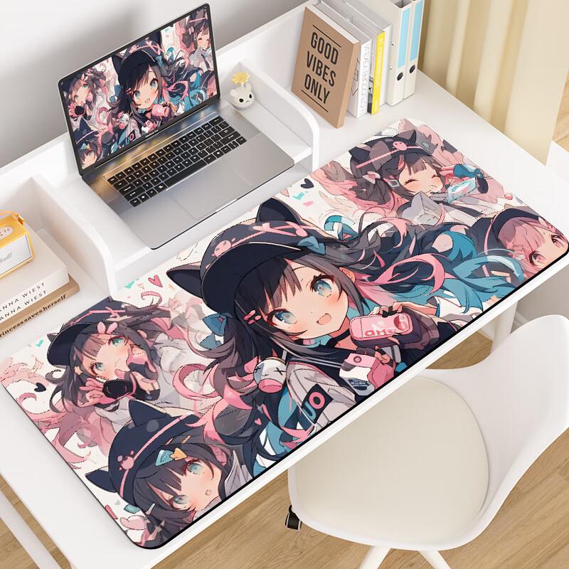Large Mouse Pad, Desk Mat, Laptop Keyboard Pad, Computer Office Edge-Locked Cute Cartoon Gaming Desk Mat, 800*300*2mm, Magic Girl