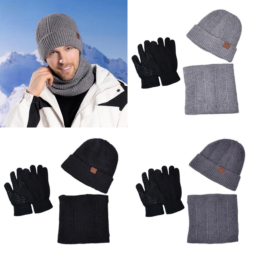 Winter Knit Hat Scarf Set For Men With Warmth Protection