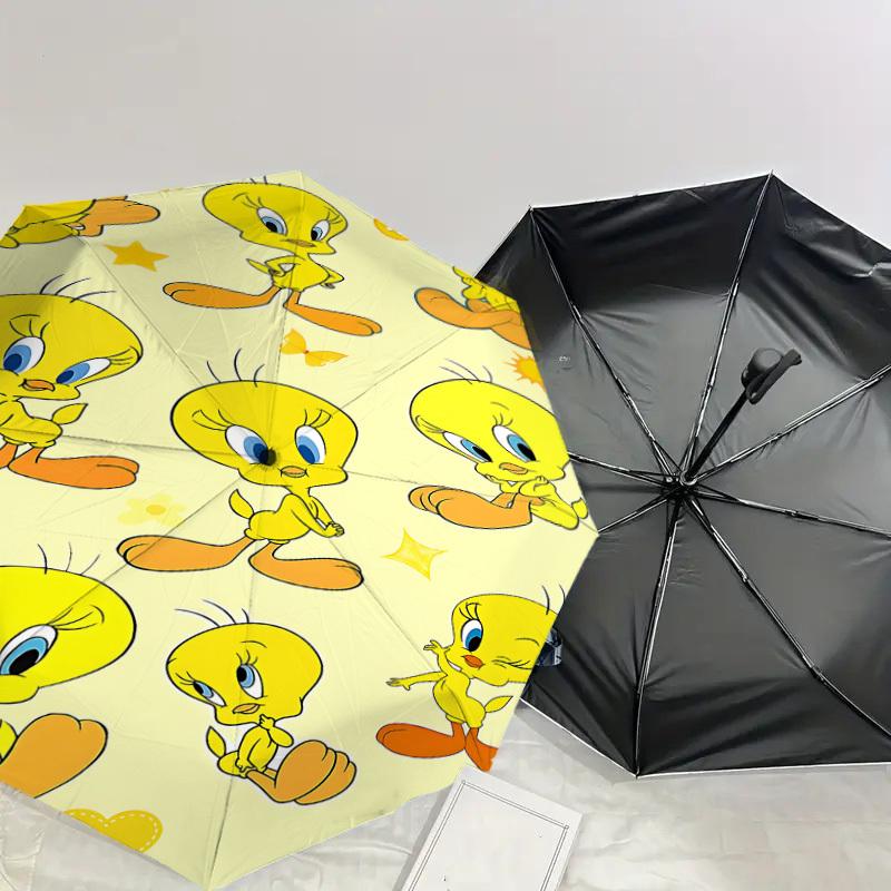1PC Tweety Bird Umbrella-8-Rib Reinforced, Automatic Open, Lightweight & Durable, Cute Fashion Accessory for Outdoor, D2666