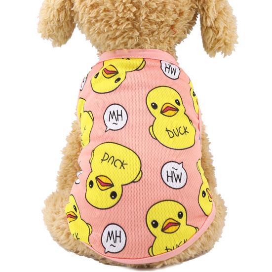 Wiosna Lato Oddychająca Kreskówkowa Wzór Kaczki Kot Pies Siateczkowa Kamizelka Ubrania dla Zwierząt