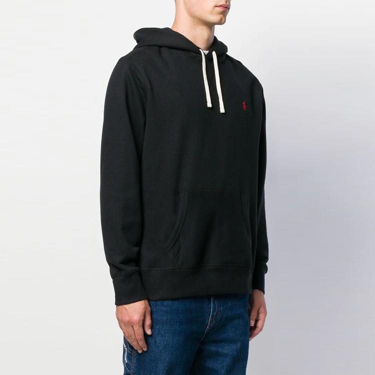 Polo Ralph Lauren Logo Embroidered Solid Color Pullover Hoodie Men Hoodies Black 710766778-008