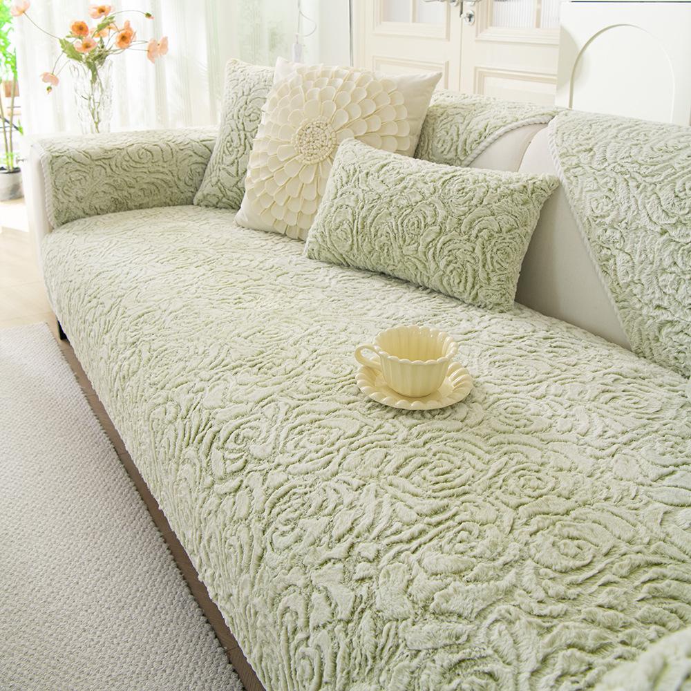 

Розовый флисовый диванный подушка Толстая теплая плюшевая подушка для сиденья Новый фиксированный нескользящий чехол на диван Накидка 70*70cm зелёный