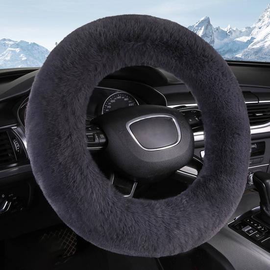 Bilrattkåpa Mjuk Luddig Varm Rattkåpa Vinter Plysch Biltillbehör