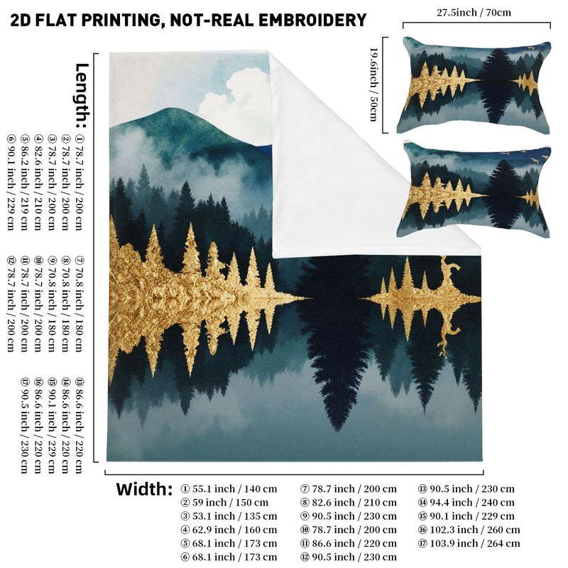 3-Piece Bedding Pillowcase Quilt Cover Set Landscape And Lake Pattern 2D Digital Printing Suitable For Bedroom Dormitory Decor