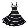 Women's Vintage Sleeveless Pleated Patchwork Cute A-Line Hem Striped Printed Dresses
