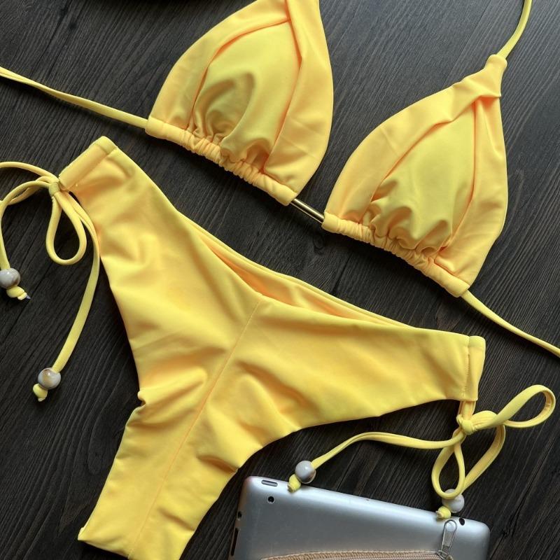 Sexy Triangle Swimsuit Women's Brazilian Swimsuit Push Up Swimsuit Metal Chain Beach Swimsuit Set