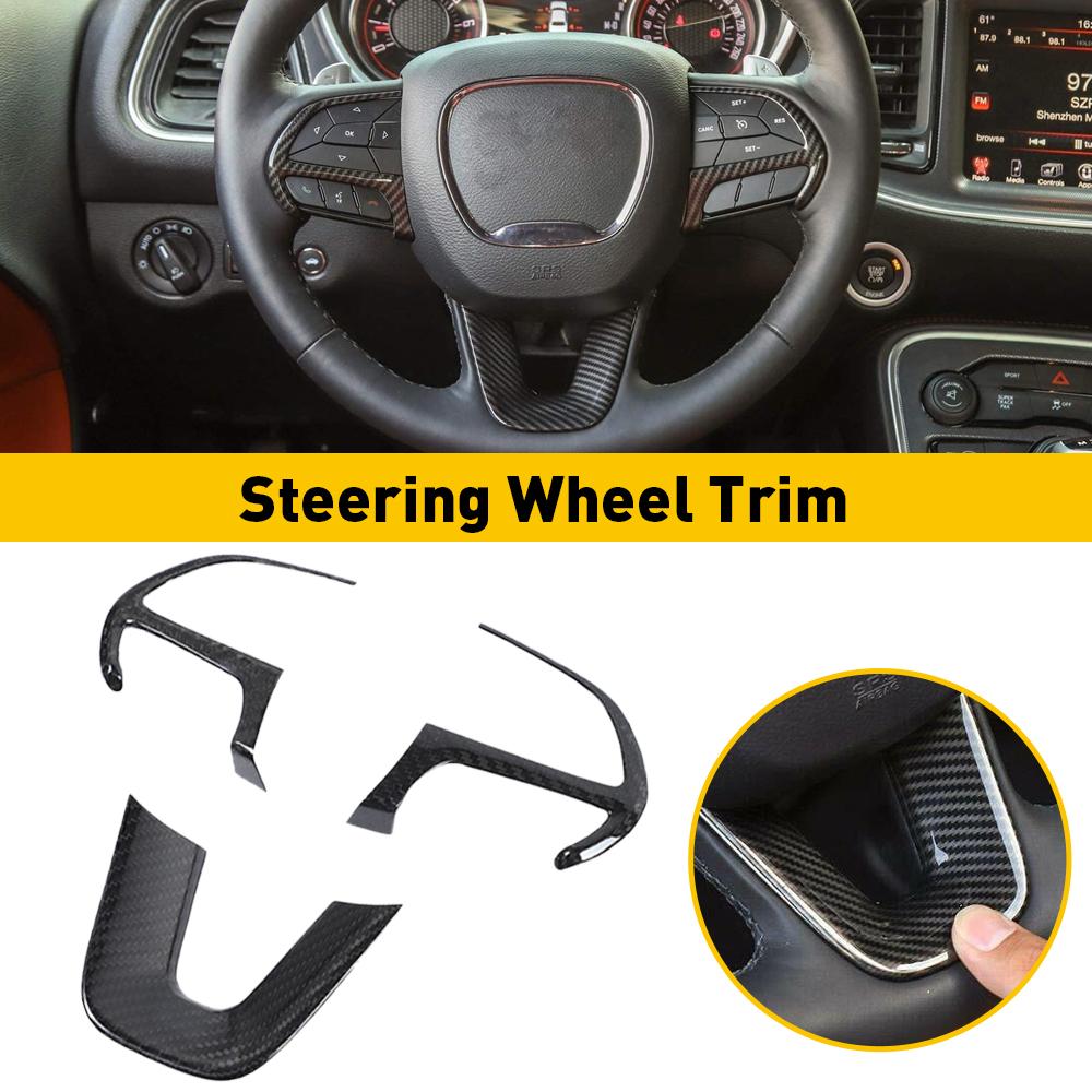 For Dodge Charger Challenger Durango 2015 2016 2017 2018   2022 Jeep Car Steering Wheel Frame Trim Cover