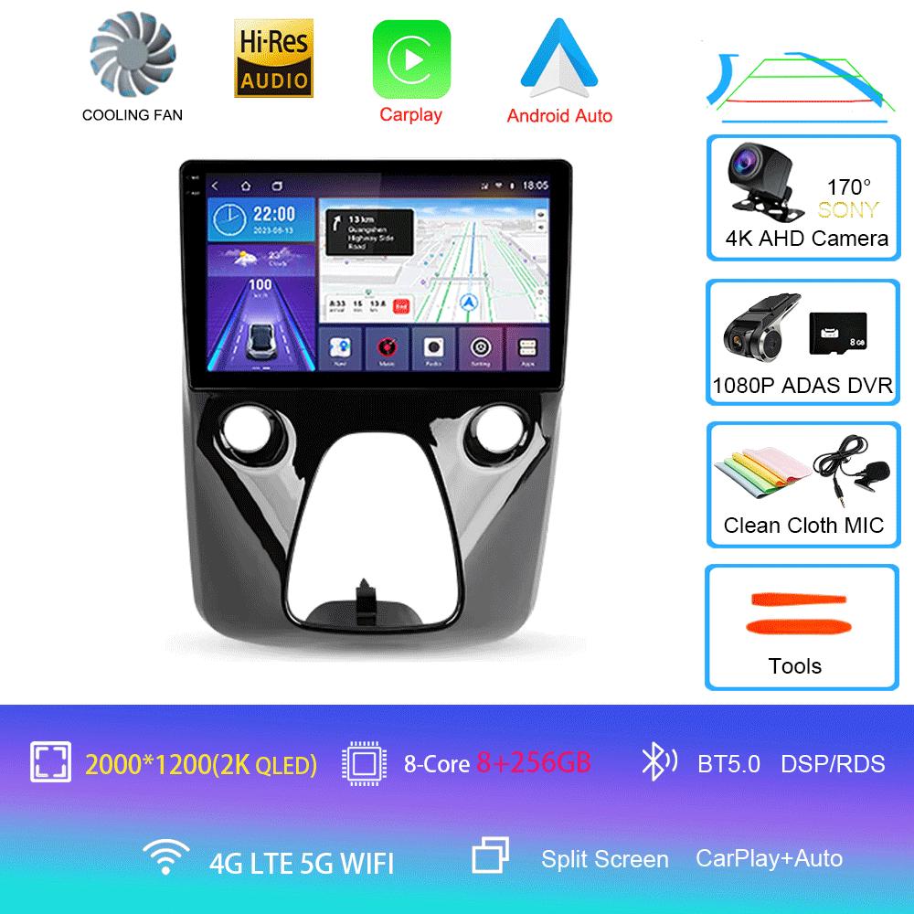Car Radio Android 14 For Toyota Aygo Peugeot 108 Citroen C1 2016 - 2020 Auto Multimedia Player Stereo 4G WIFI Carplay 360 Camera