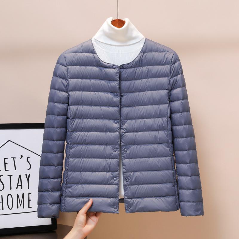 Women's 2025 White Duck Down Lightweight Jacket, Short Style, Convertible Round/V-Neck, Suitable for Autumn and Winter.