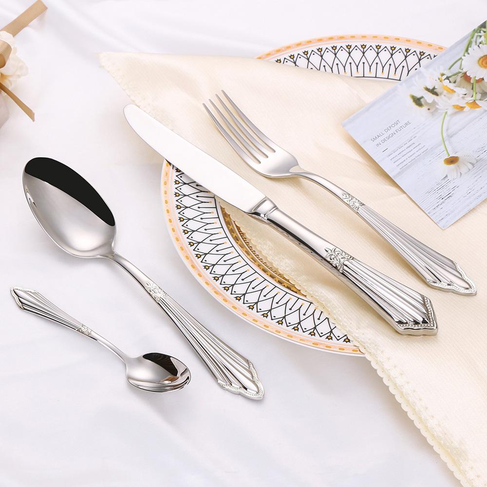4/8/12/16/20 Pieces Gold Plated Luxury Silverware Flatware Dishwasher Safe 18/10 Stainless Steel Cutlery Set For Home Wedding