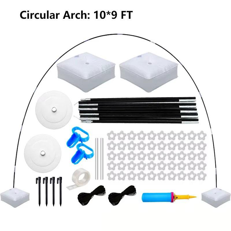 9 Fuß hoch 10 Fuß breit Verstellbares Kunststoff-Ballonsäulenständer-Set mit wasserbefüllbaren Basen und Wassersack 50 Ballonclips