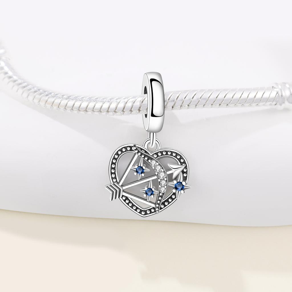 Cobre Calado Amor Lazo Flecha Colgantes Originales Pulsera Amuletos Encajan Joyería Fiesta Cuentas Diy Fino Regalo Accesorio