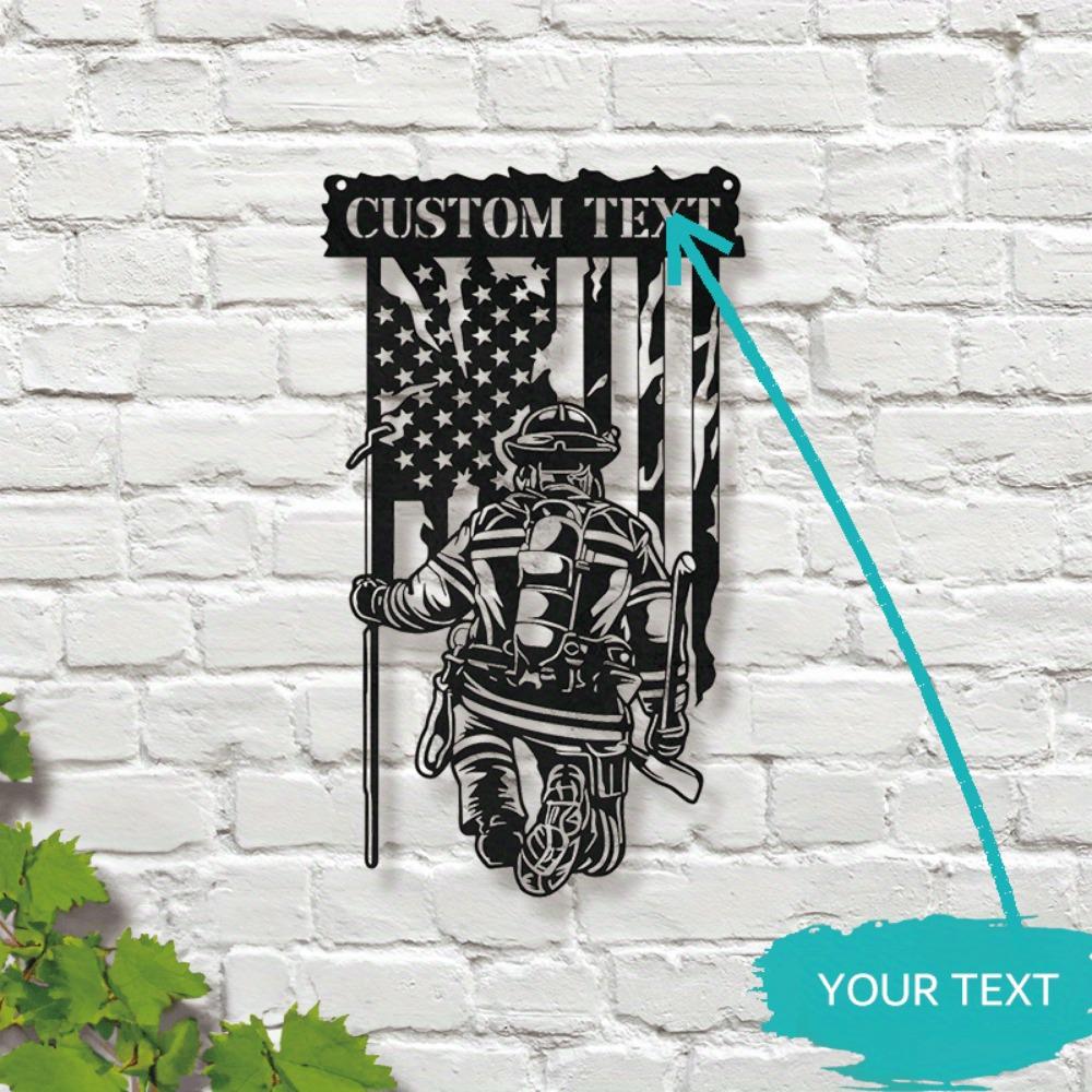 Custom Tailored US Firefighter Metal Wall Sign, Mountable Contemporary Style for Honoring Firefighters, Wall Sculpture