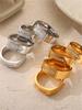 1 Piece Hip-Hop Heavy Industrial Stainless Steel Plated 18K Gold Single Row Zirconia Colorfast Women's Ring
