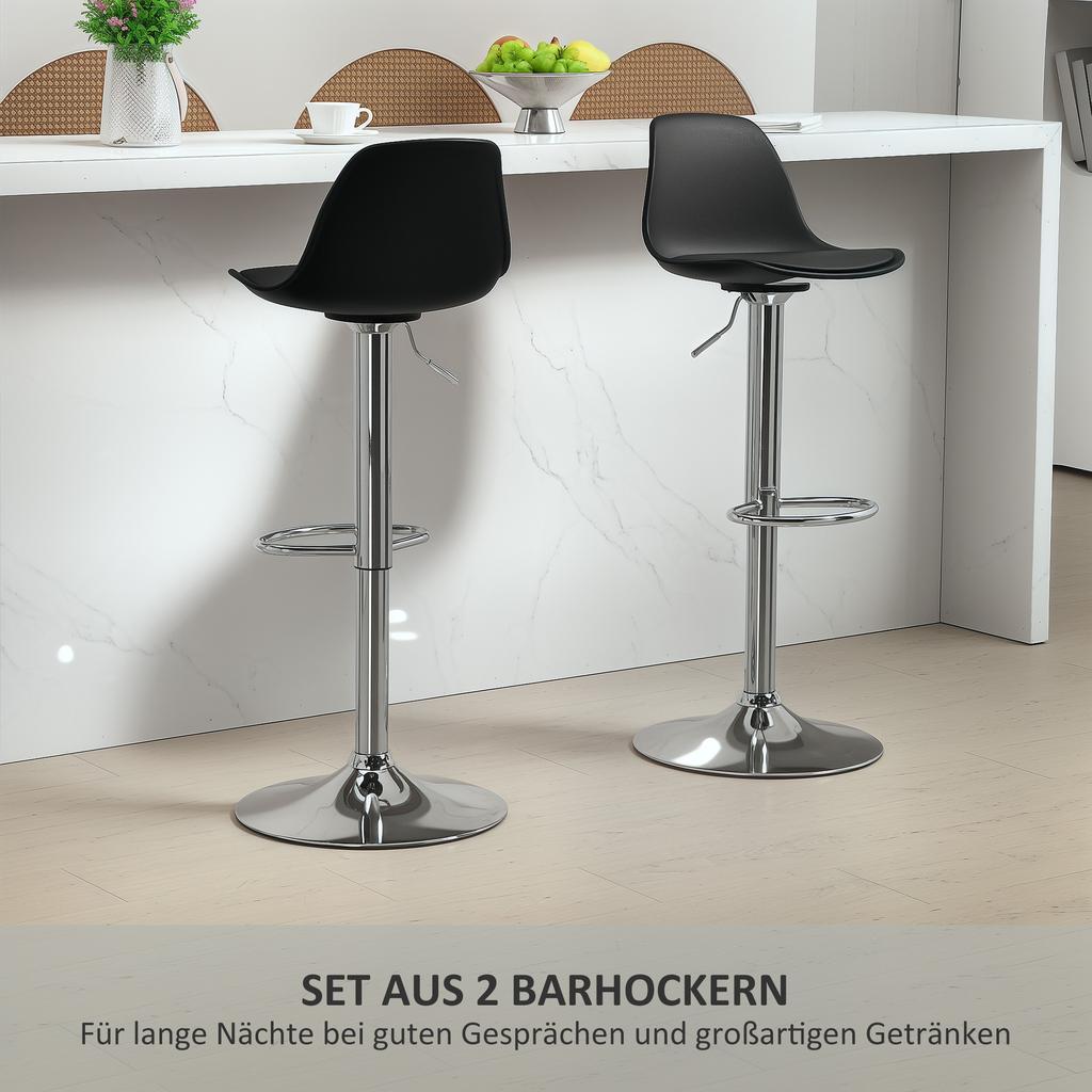 Set of 2 Bar Stools, Bar Chairs, Swivel Chairs with Backrest, Height Adjustable, Up to 120 kg Load Capacity, 42 x 41 x 82-104 cm, Black