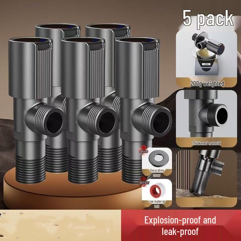 MDNG Rock Wheel Gunmetal Grey Hot & Cold Water Angle Valve 5-Pack