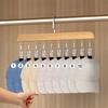 Percha de Madera con 10 Pinzas para Calcetines y Lencería, Tendedero Multiusos para Sombrero y Ropa Interior, Organizador de Lavandería para el Hogar