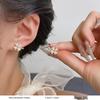 French Retro Pearl Plaid Earrings: Luxury Korean Studs for Women