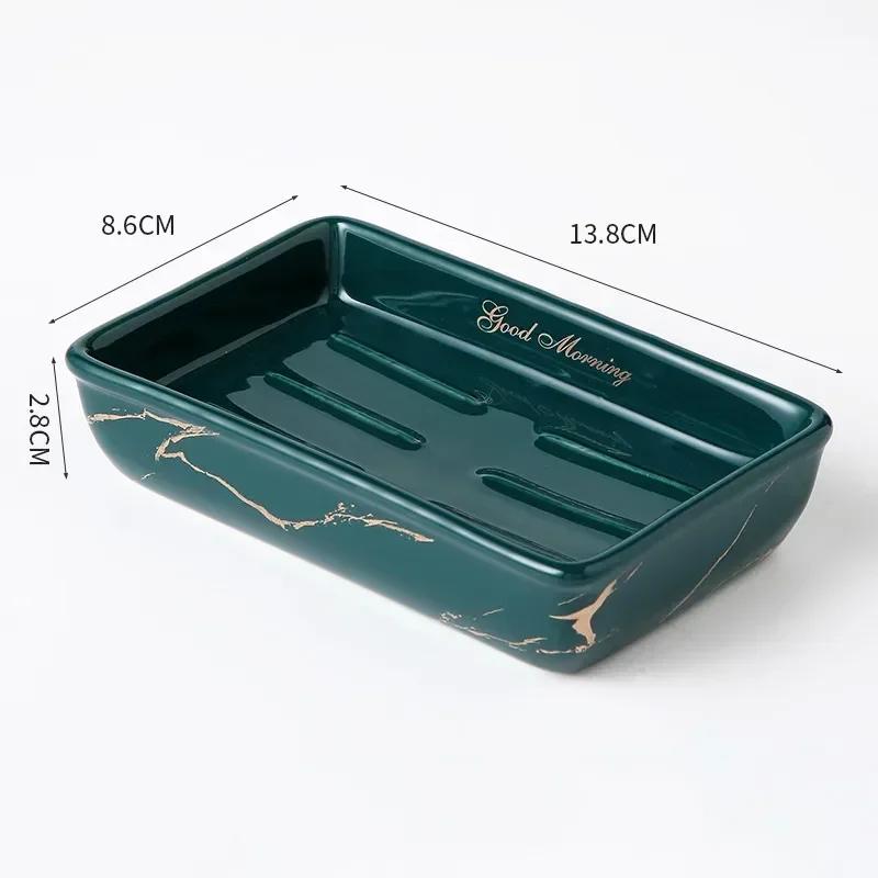 Light Luxury Soap Holder Ceramic Rectangle Household Bathroom Accessories Soap Dish Holders Restroom Organizer Kitchen Storage