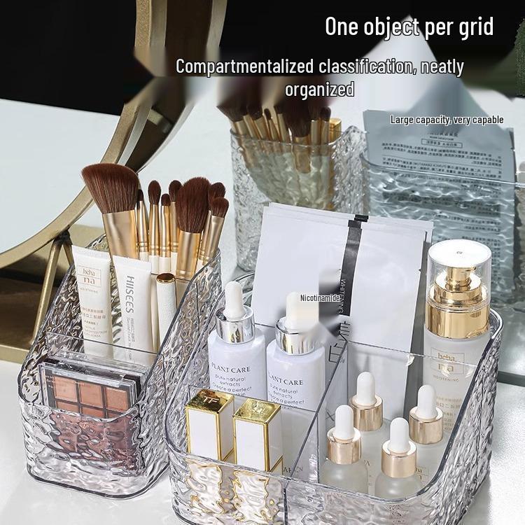 Acrylic Ripple Luxury Cosmetics Organizer - Large Capacity Storage for Lipstick & Skincare
