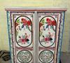 Hand Painted Indian Wood Cabinet: Colorful Floral Bedroom Sideboard