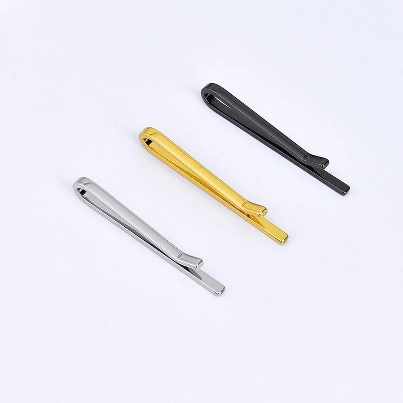 1 Piece Of Men'S Narrow Tie Clip Copper  Thin Small Silvery Golden Black Business Formal Wear
