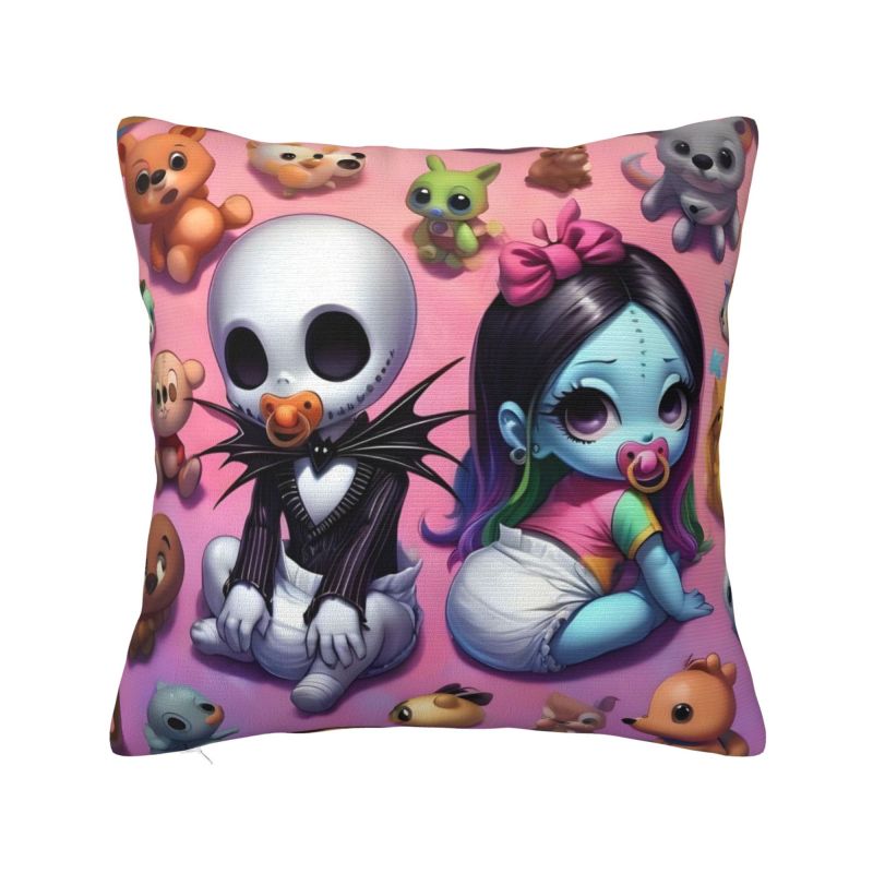 Custom Nightmare Before Christmas Pillow Case for Sofa Jack and Sally Luxury Cushion Cover Square Pillowcase