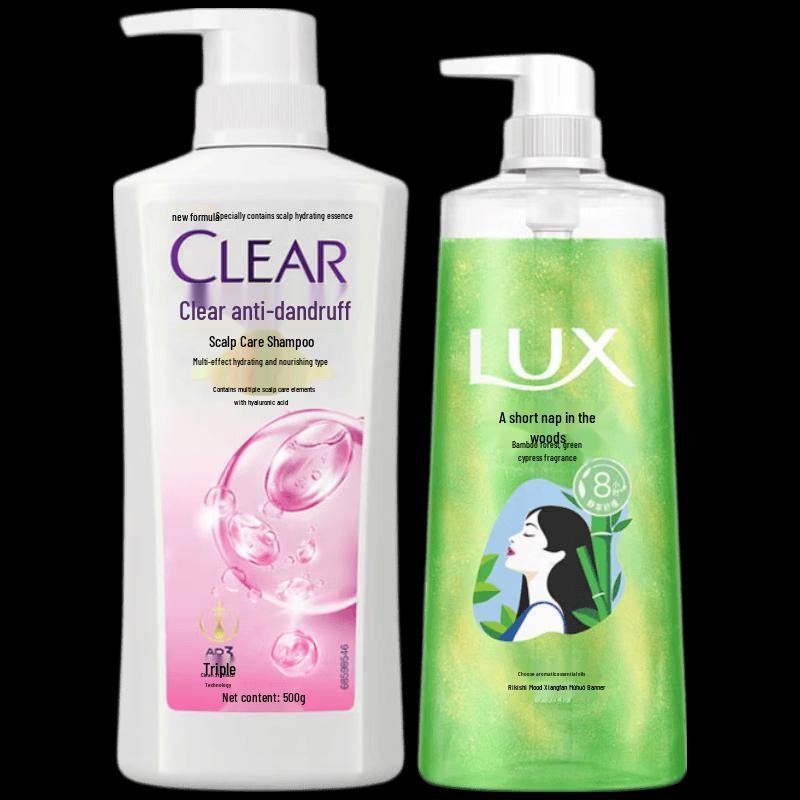 Clear Women s Anti-Dandruff & Hydrating Shampoo with Lux Scented Shower Gel Bundle