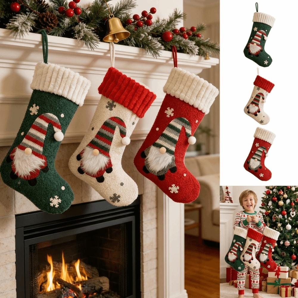 Hanging Loop Plush Christmas Stocking Christmas Stocking Gift Bag Fireplace Holiday Decor
