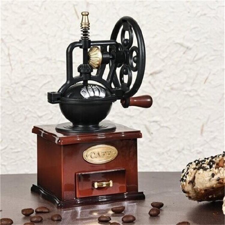 Hand Crank Coffee Grinders Music Box,Mechanism Wind Up Musical Box Wedding Gift Table Ornament Office Home Decorations