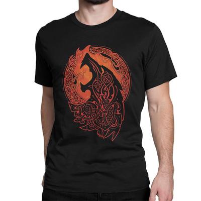 Vikingo Valhalla Odín Fenrir Hijo de Loki Camisetas Hombre Divertidas 100% Algodón Camisetas Cuello Redondo Manga Corta Camiseta 4XL 5XL Tops