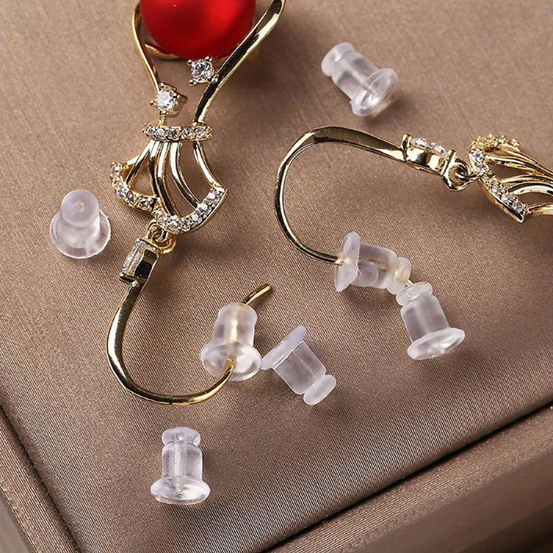 3 Boxs/ 2 Styles of Transparent Soft Silicone Earrings Back Plug DIY Earring Accessories