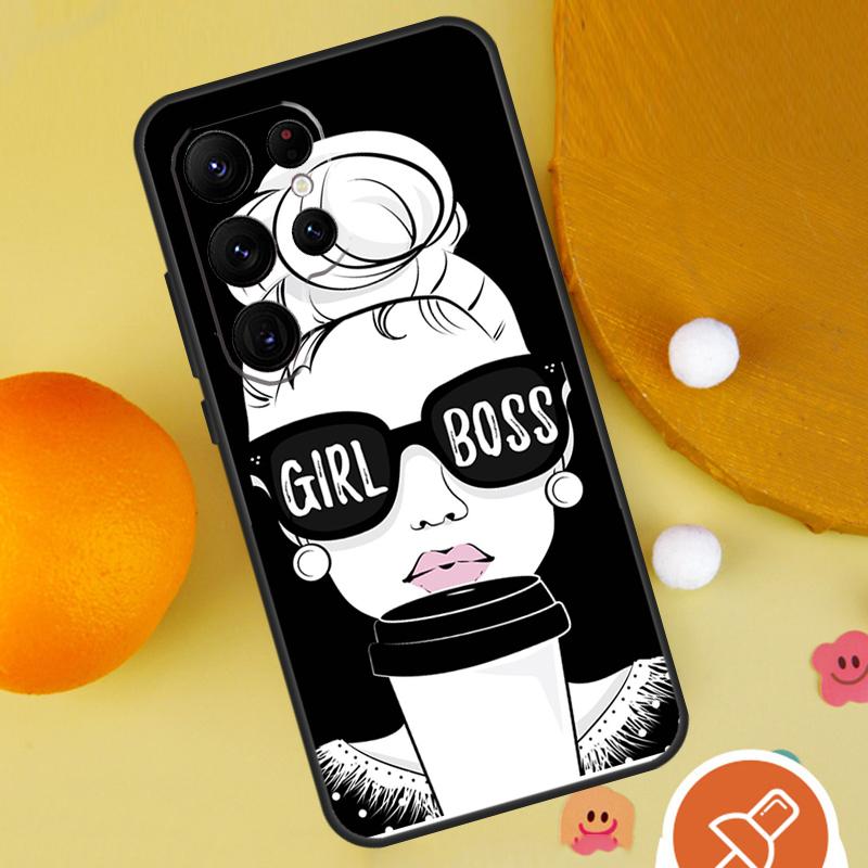 Princess Female Boss Coffee Case For Samsung Galaxy S25 Ultra S24 S23 S22 S21 Ultra S9 S10 S20 Plus S24 FE Funda Cover