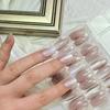 144Pcs Short Medium Cat Eye False Nails Glossy Dark Blue Full Cover False Nails Fake Nails Women