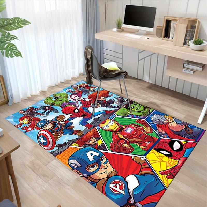 1pc Superhero Adventures Carpet for Playroom Bedroom Living Room Sofa Home Decor,kids Game Area Rug Non-slip Floor Mat Y826173