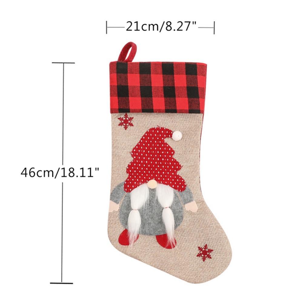 Christmas Stockings with Santa Claus Gnome Decoration Xmas Stockings Gift Bag for Xmas Tree Family Christmas Ornaments