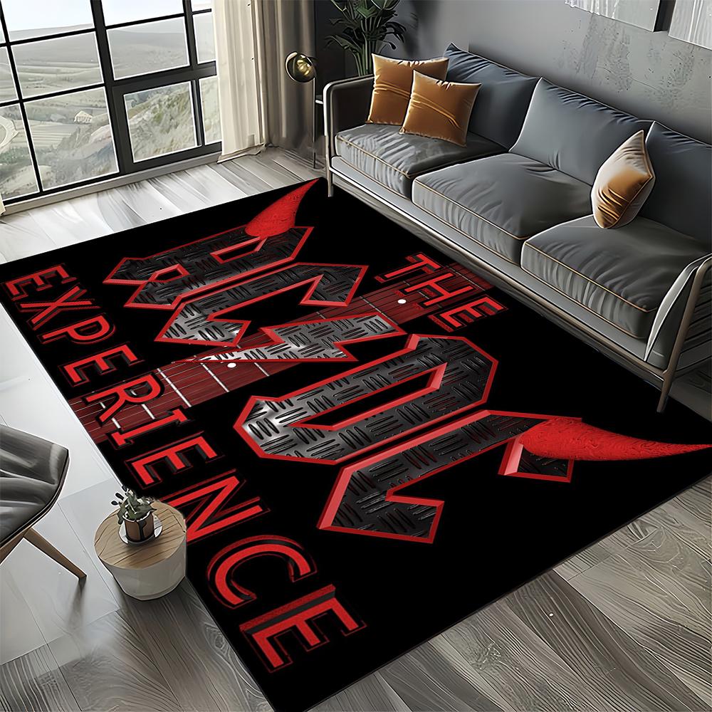 3D AC-DC Rock Band Cartoon Teppich Groß, Teppich für Wohnzimmer Schlafzimmer Sofa Fußmatte Dekoration, rutschfeste Bodenmatte für Kinder
