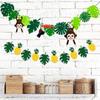 Tropical Leaf Flag Cartoon Hawaii Party Banner Creative Pineapple Turtle Leaves Banners  Wedding