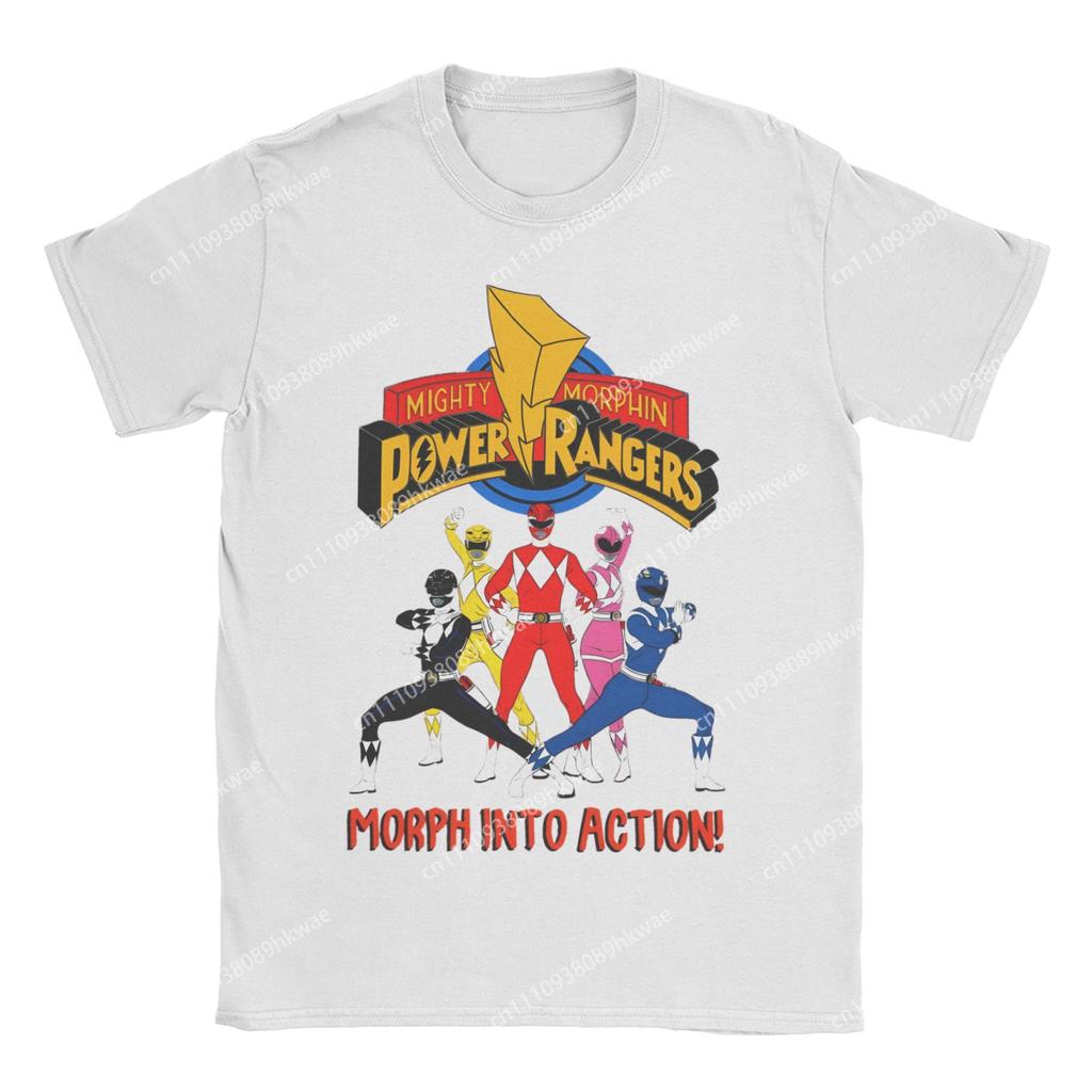 Unisex Unisex Mighty Morphin Power Rangers T-Shirts Baumwollkleidung Humor Kurzarm Rundhals T-Shirt Sommer T-Shirts