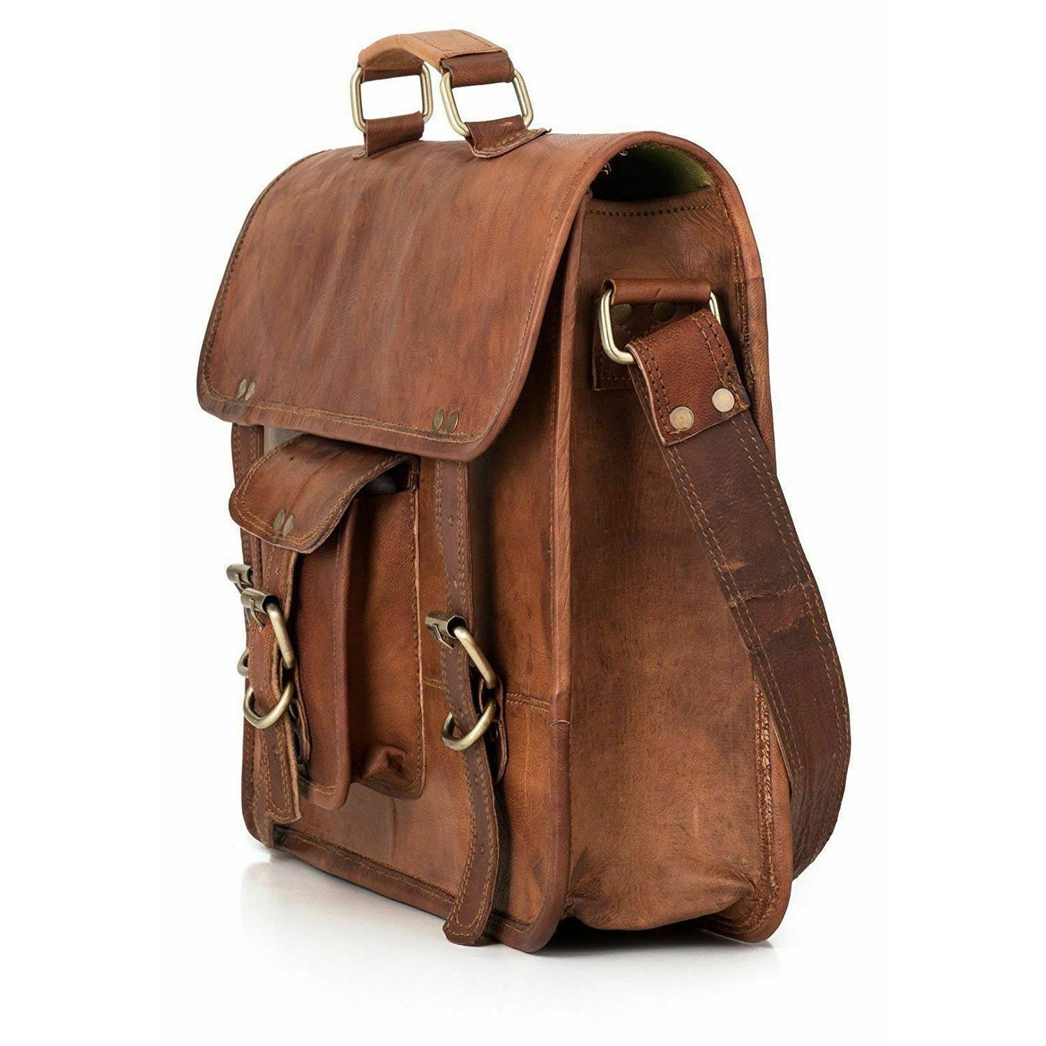 Мужская винтажная кожаная сумка-мессенджер — фото 4