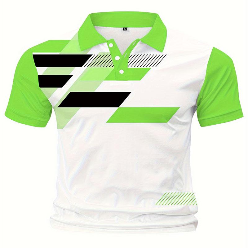 Fashion Block Digital Printing Pattern Men's Regular Edition Polo Shirt Summer Casual Outdoor Short Sleeved Top