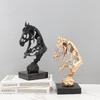 Abstrakte Metall Hohlpferdkopf Skulptur mit Marmorsockel Wohnzimmer Ornament Kreative Tierfigur Heimdekoration Geschenke