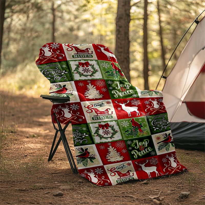 Christmas Theme Printed Blanket - Perfect for Couch, Bed, Travel & Outdoor Use | Machine Washable, Cozy & Durable.