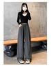 145cm High-Waisted Narrow-Leg Drawstring Knit Pants – Korean Style Women's Early Autumn Pocket Pants
