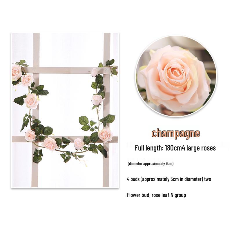 Artificial Rose Vine Ceiling Decor for Air Conditioning Pipe and Hanging Baskets